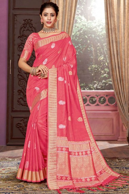 gajari sari en coton avec tissage
