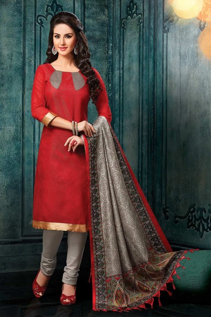 Banarasi rouge costume jacquard churidar