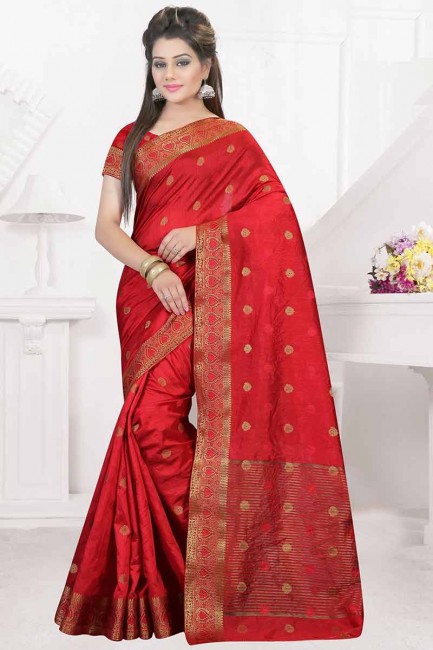 couleur rouge nylon sari de soie d'art