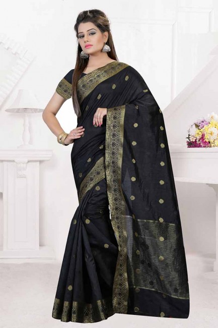 couleur nylon noir sari de soie d'art