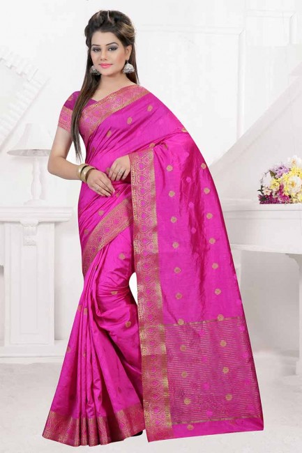 rose en nylon de couleur sari de soie d'art