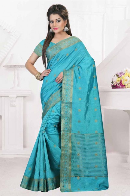 aqua-lumière de couleur nylon sari de soie d'art