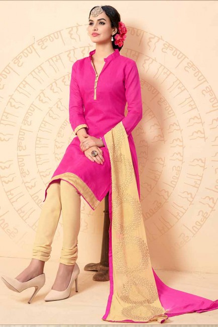 couleur rose churidar Chanderi costume 