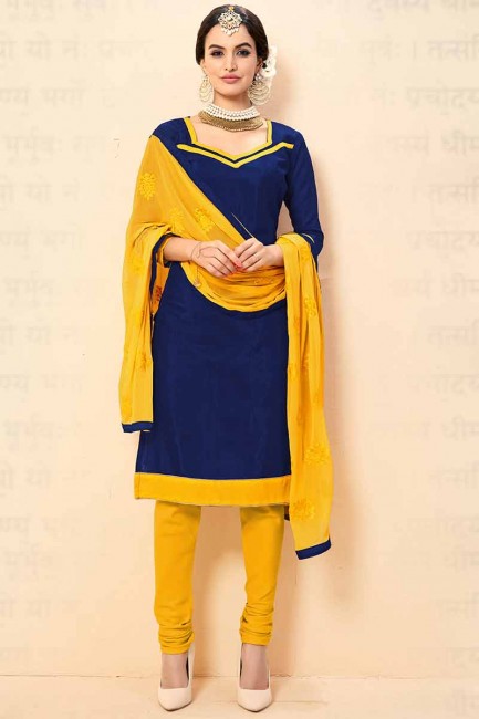 couleur bleu marine churidar Chanderi costume 