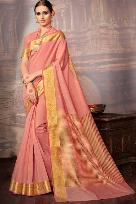 lumière couleur khadi sari de soie rose