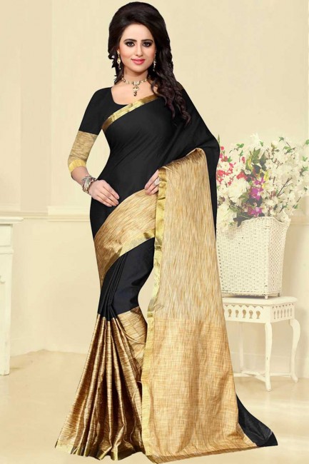 noir et or couleur soie coton sari