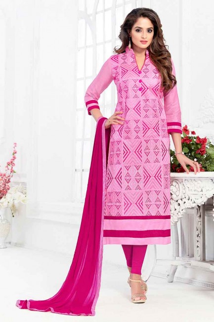couleur rose coton churidar costume 