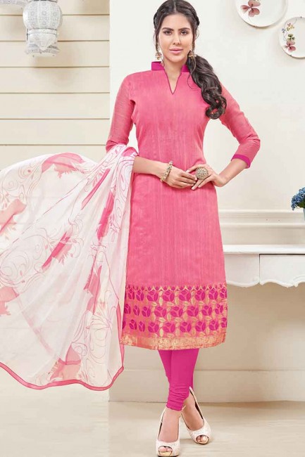 couleur Banarasi costume jacquard churidar rose clair