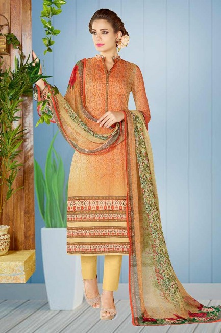 coton de couleur orange clair salwar kameez