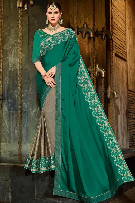 couleur verte et gris georgette & sari lycra