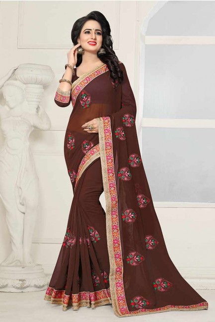 couleur brune georgette sari