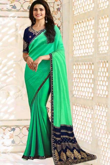couleur verte mer douce sari de soie