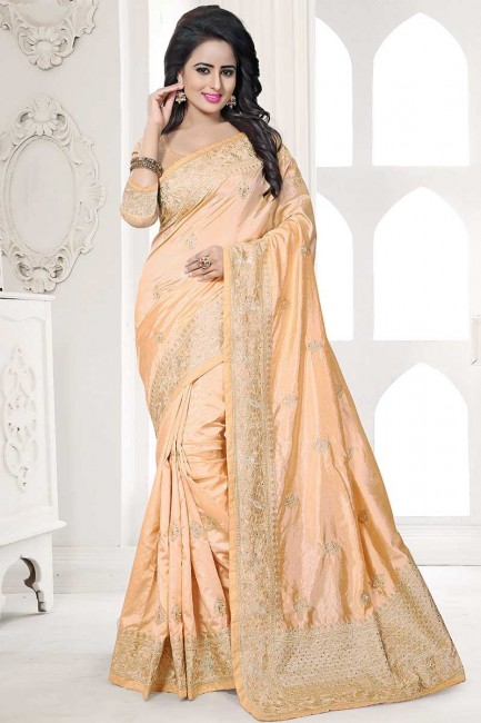 Couleur beige art sari de soie