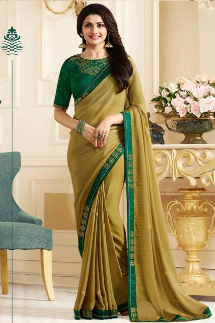 couleur verte poire georgette sari