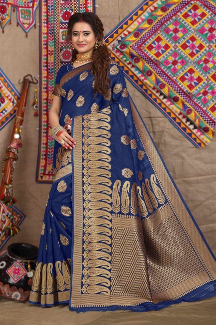 Jacquard bleu royal et sari de soie