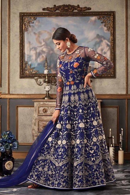 Costume s d’Anarkali Net bleu royal