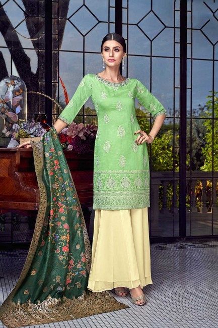 Costume Sharara en soie vert clair