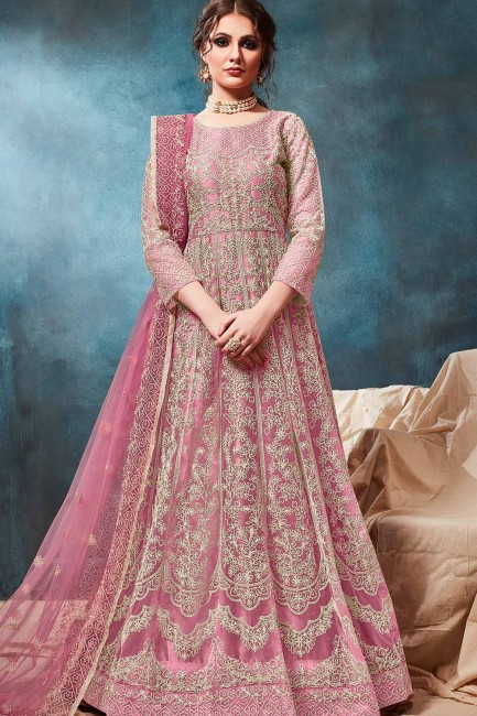 Pink Net Anarkali Costume s