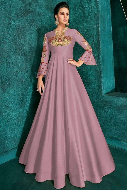 robe de soie d’art rose mauve