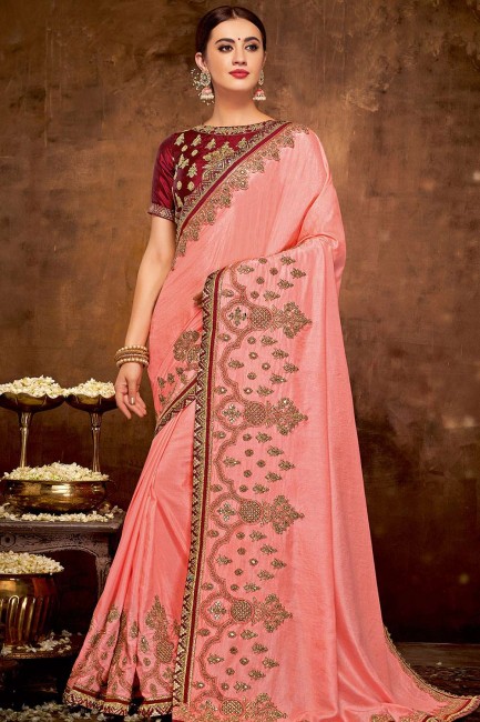 Georgette rose et sari en soie