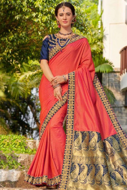 Jacquard rose vieux et sari en soie