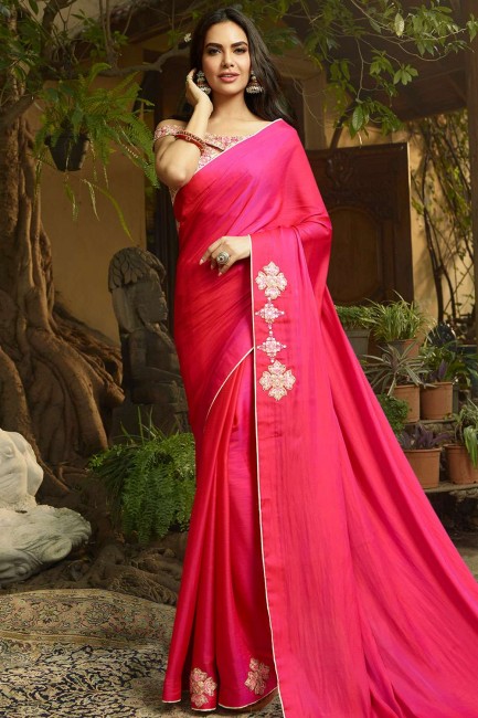 soie rose sari bollywood Rani