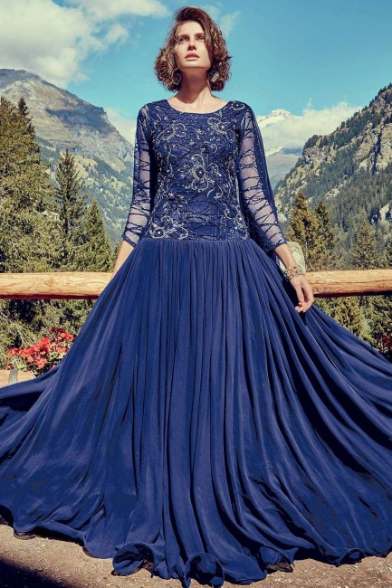 royal georgette bleu et robe robe net