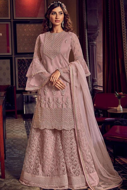 Costume Sharara En Filet Rose Poussiéreux
