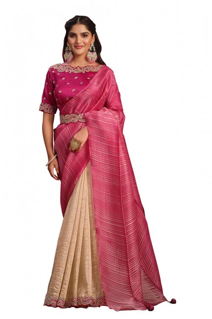 Saris en soie Banarasi en rose
