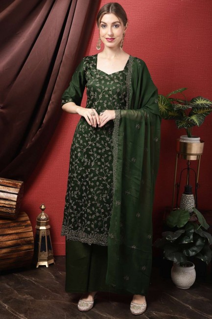 costume palazzo en coton fil vert