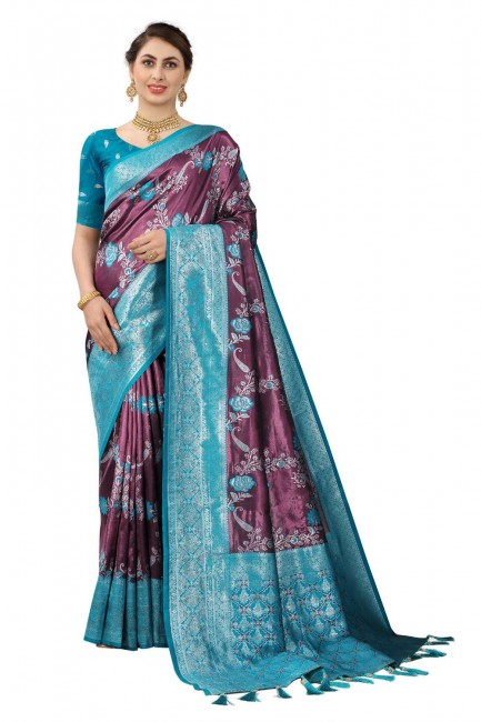 sari en soie avec tissage en multi