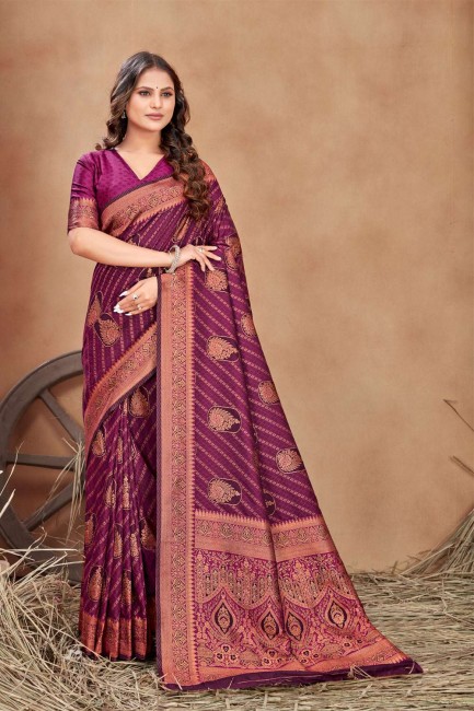 sari en satin multicolore avec tissage