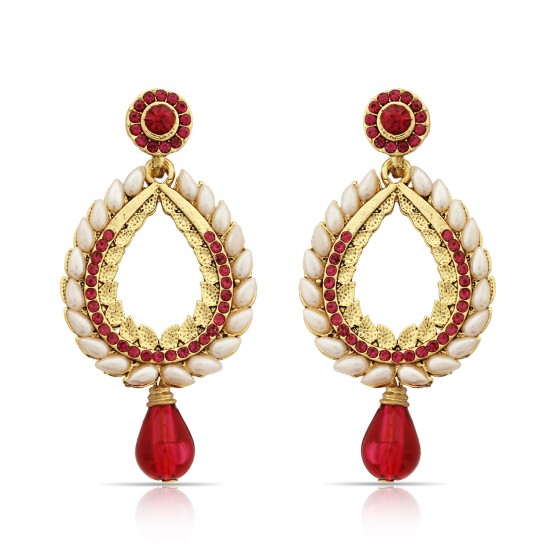 pierres et perles Boucles d'oreilles noir, rouge et or