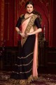 chemisier sari en georgette brodée en noir