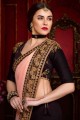 chemisier sari en georgette brodée en noir