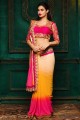 sari multicolore brodé en georgette avec chemisier