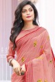 pêche coton lin rose sari