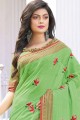 coton lin vert clair sari