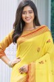 coton lin jaune sari
