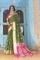 soie vert handloom sud sari indien