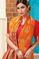 soie d'orange douce sari indien sud