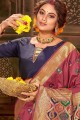Banarasi doux marron clair soie sud sari indien