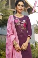 Coton Et Soie Violet Salwar Kameez