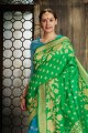 banarasi saris vert soie brute avec chemisier