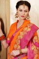 saris de coton et de soie en orange avec chemisier