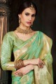 saris de soie brute banarasi en vert avec chemisier