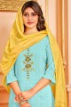 Cotton and handloom silk Hand Sky blue Eid Salwar Kameez with Dupatta