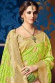 soie grège banarasi en sari vert