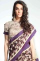 saris de soie tissé à la main imprimé en violet