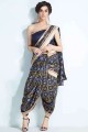saris bleu marine en soie tissée à la main imprimé